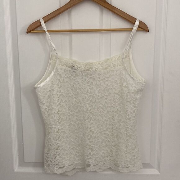 Vintage Liz Claboirne Cream Lace Lined Tank Top Womens Size XL - Picture 3 of 5